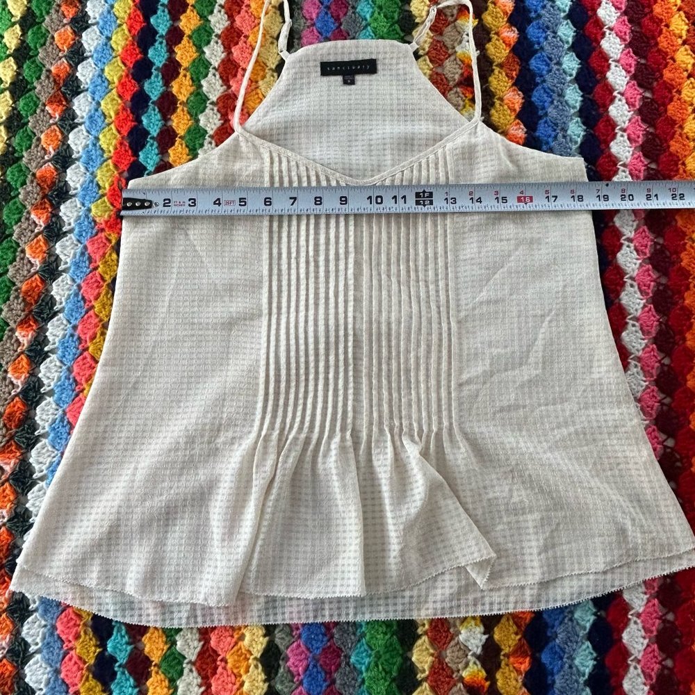 Sanctuary Pleated Front Sweetheart Neckline Flowy Gingham Cami Anthropol… - Picture 8 of 13